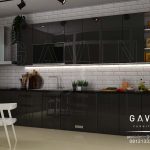 gambar lemari dapur warna hitam minimalis di cipulir Q2983