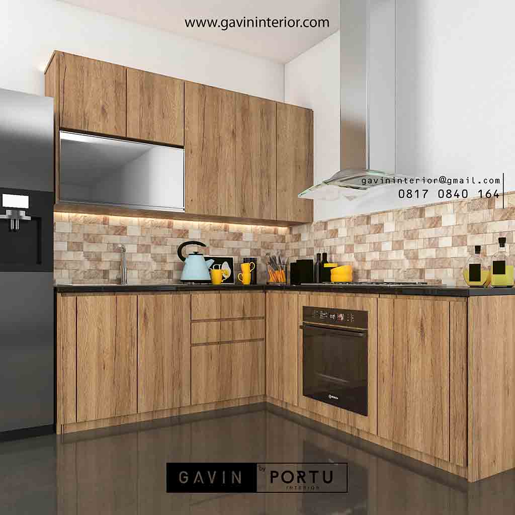 Kitchen Set Nuansa  Coklat  Minimalis  Perumahan Raffles 