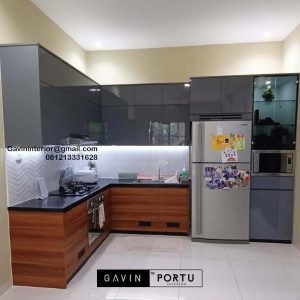 Jual Kitchen Set Minimalis Motif Kayu & Grey Kalibata Timur Residence Pancoran Jakarta Selatan Id4703